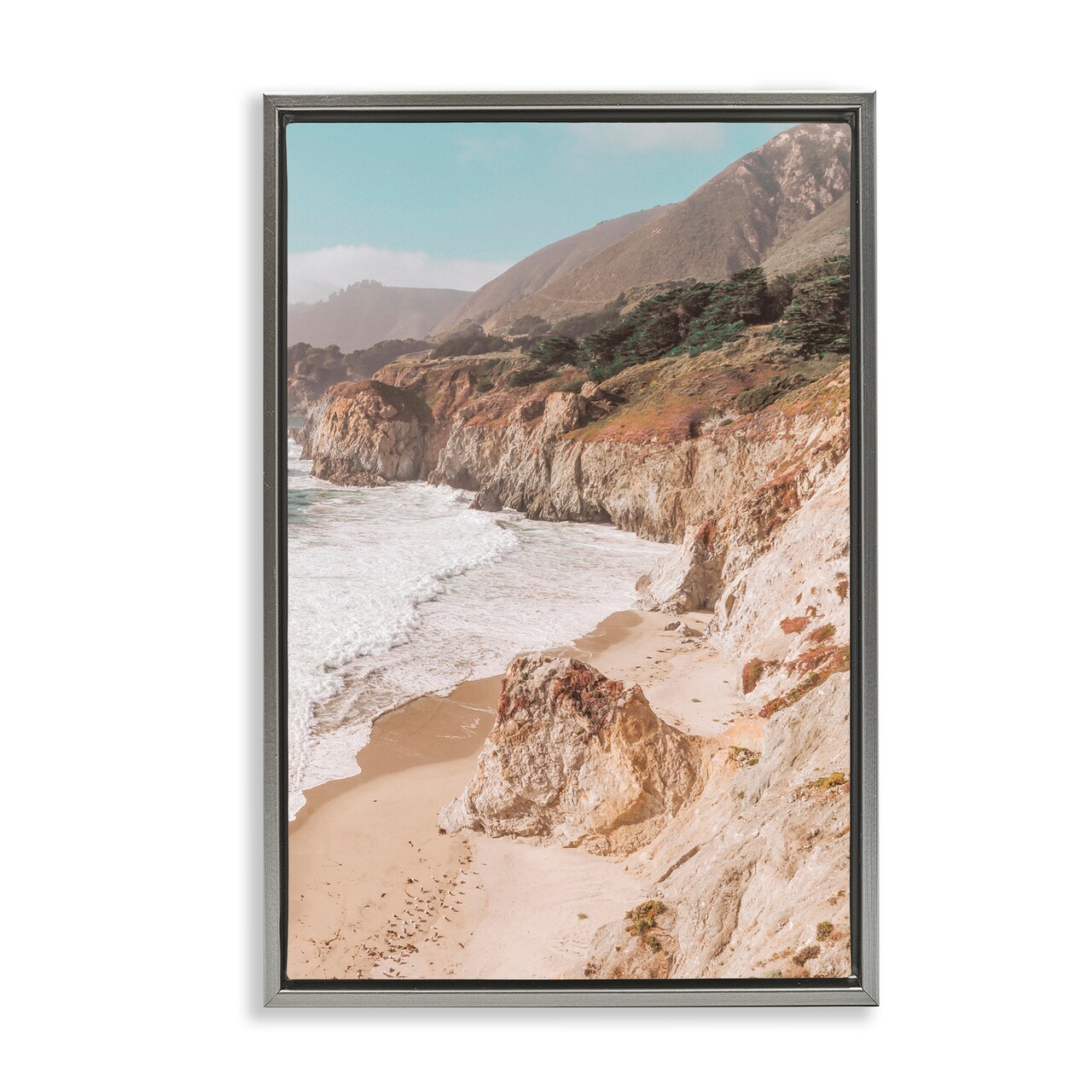 Stupell Industries Rocky Ocean Cove Framed Floater Canvas Wall Art Design by Nataly White